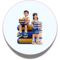 3D icon of 2 students