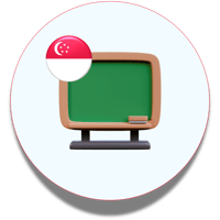 Icon of 3D blackboard with a Singapore flag at the corner