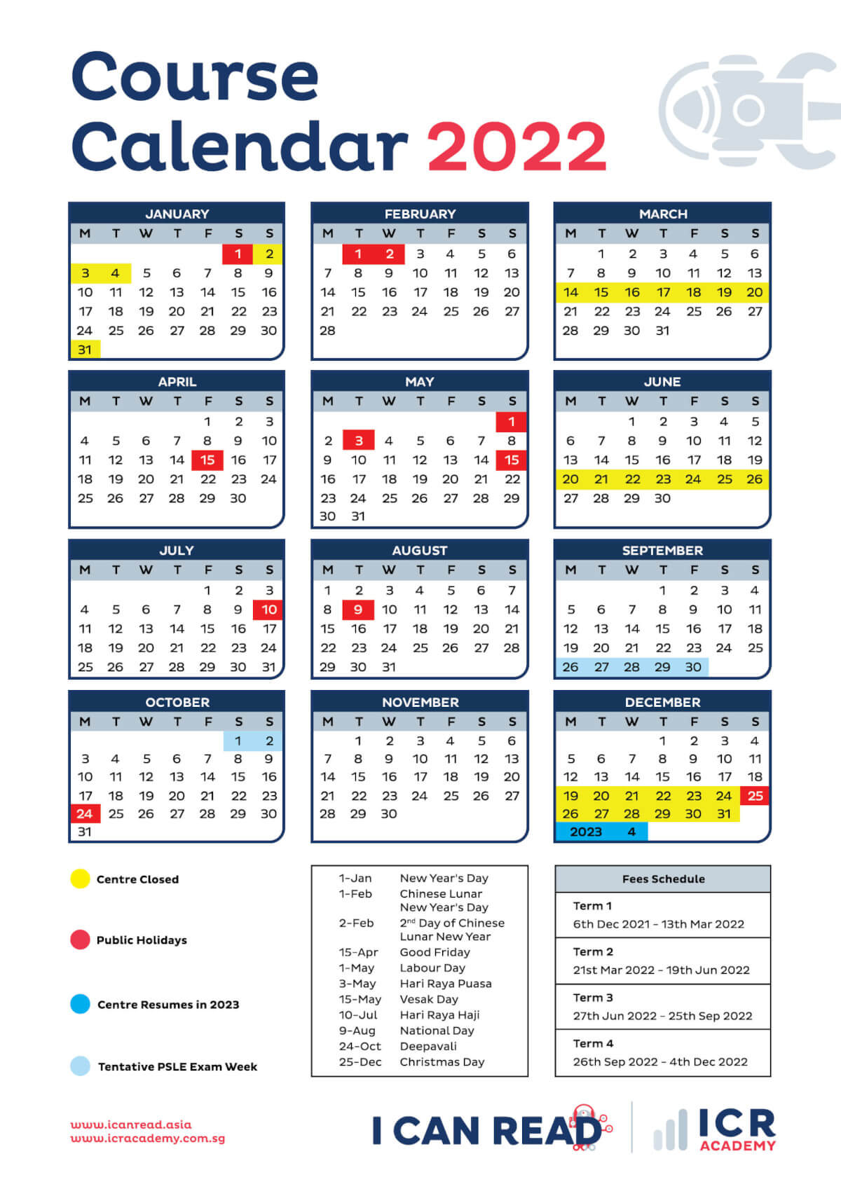 2022 Course Calendar SG 20211119_A4 (V3)