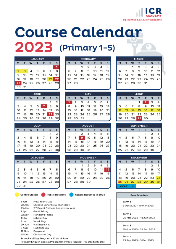 2023 Course Calendar SG - ICRA P1 to P5