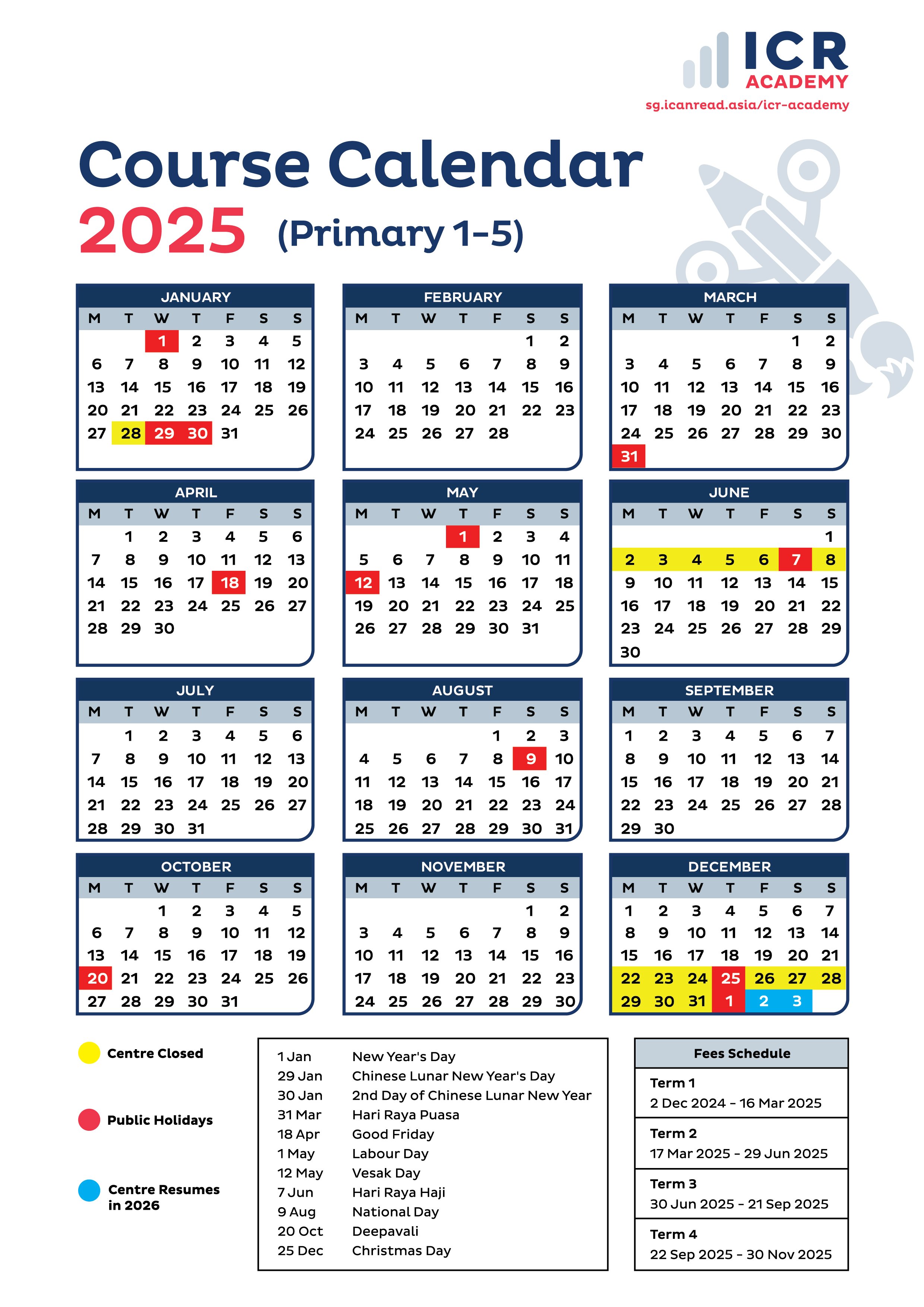 2025 Course Calendar SG - ICRA P1 to P5 20250421_A4