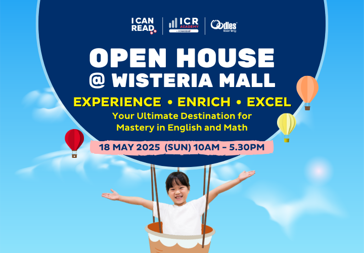 Banner promoting I Can Read's open house at Wisteria Mall