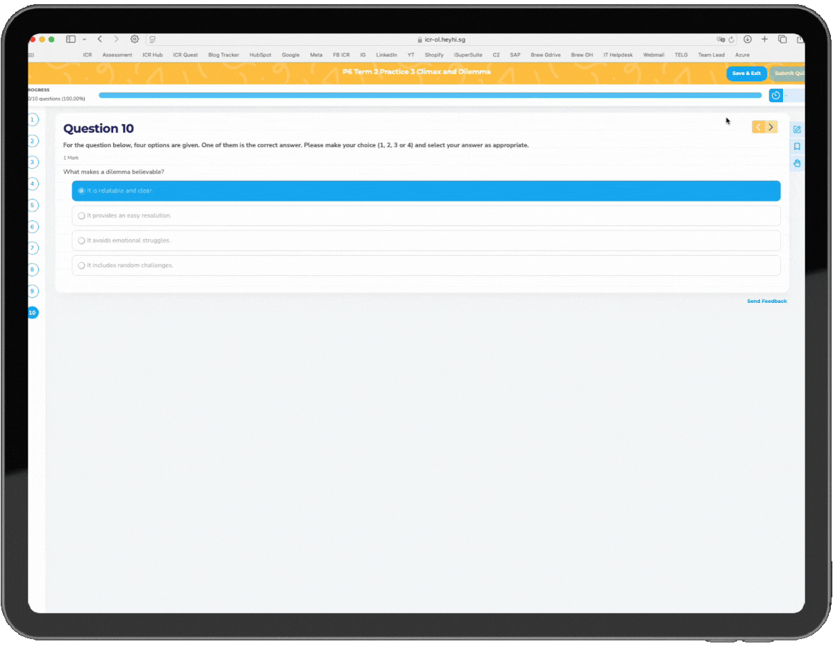 [Tablet-Mock] Submit Answers