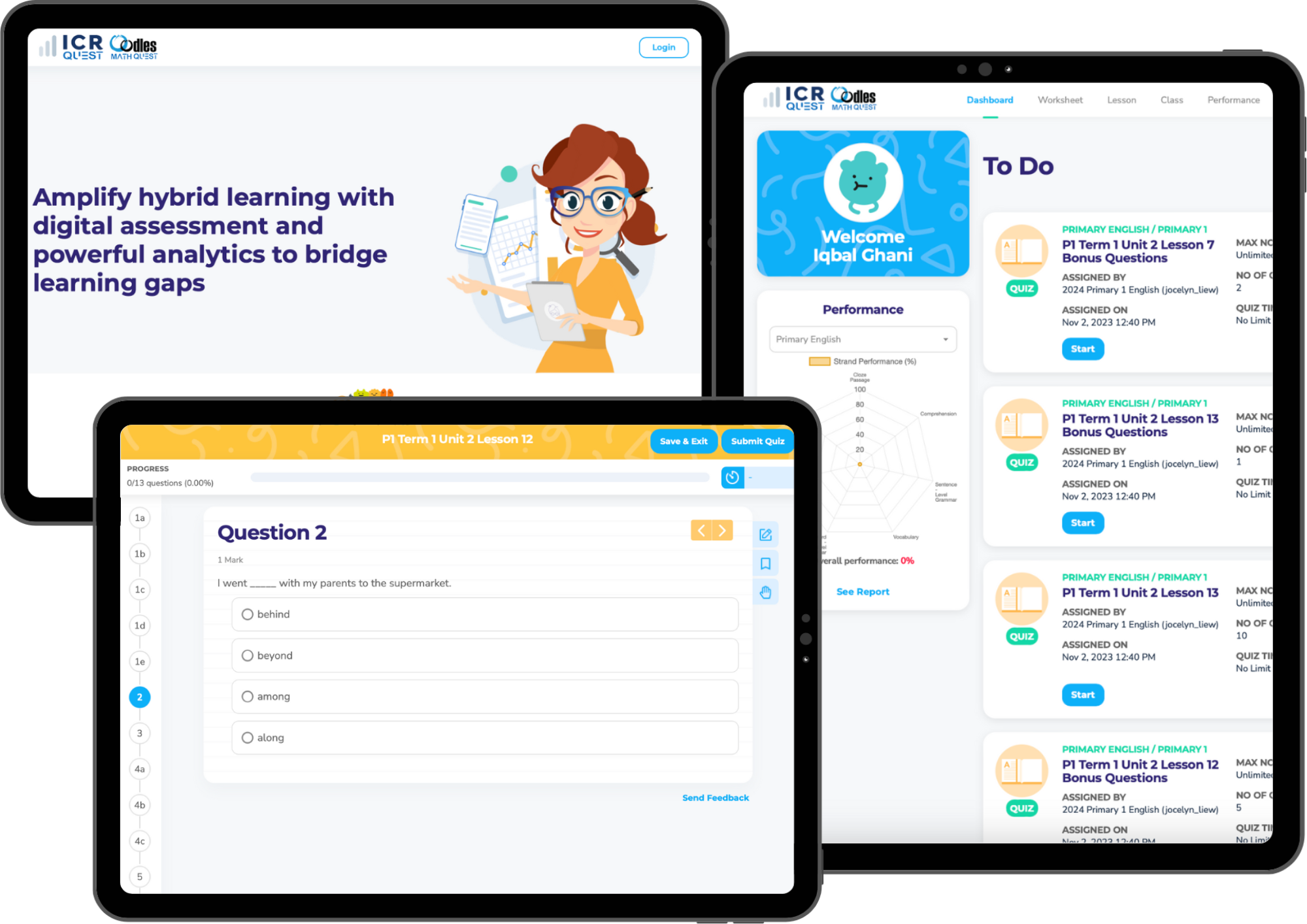 ICR Quest is a state-of-the-art digital learning platform designed to revolutionise the way your child learns.