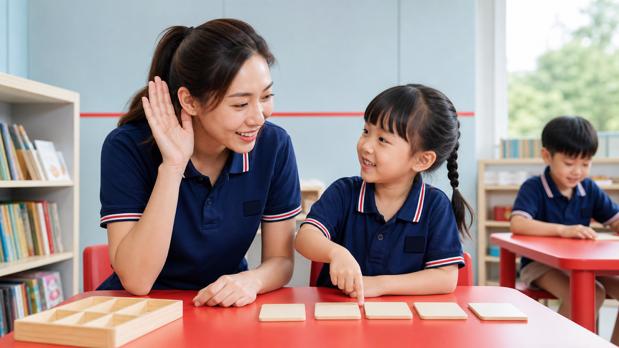 Young child learning phonics with an I Can Read educator